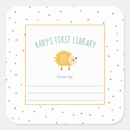 Cute Hedgehog Babys First Library bookplate