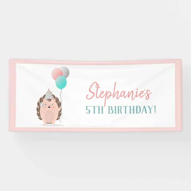 Cute Hedgehog Birthday Banner (Horizontal)