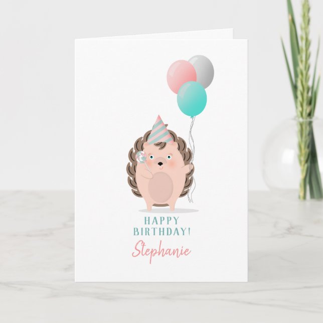 Cute Hedgehog Birthday Card (Front)
