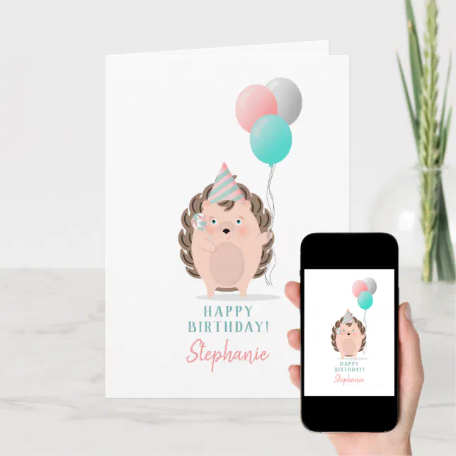 Cute Hedgehog Birthday Card | Zazzle