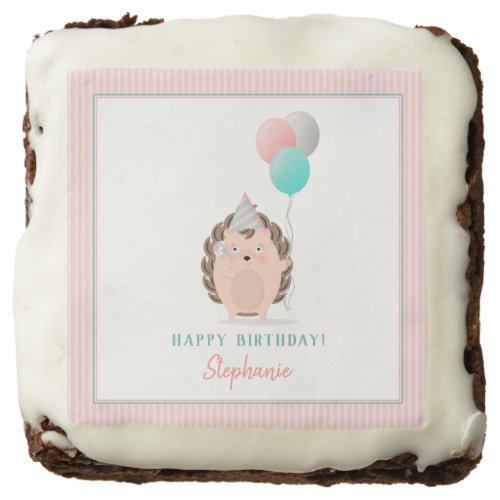 Cute Hedgehog Birthday Chocolate Brownie