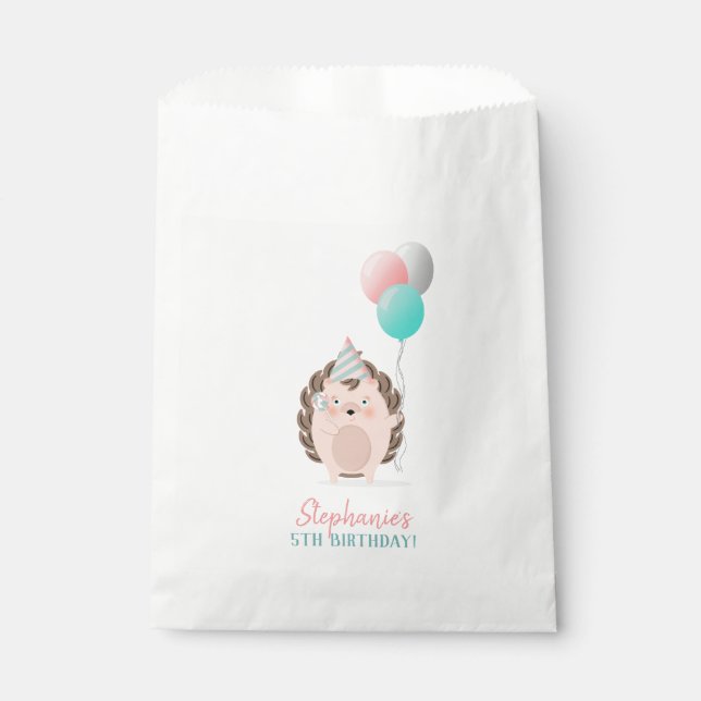 Cute Hedgehog Birthday Favor Bag (Front)