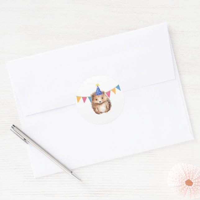 Cute Hedgehog birthday invite envelope seal  (Envelope)