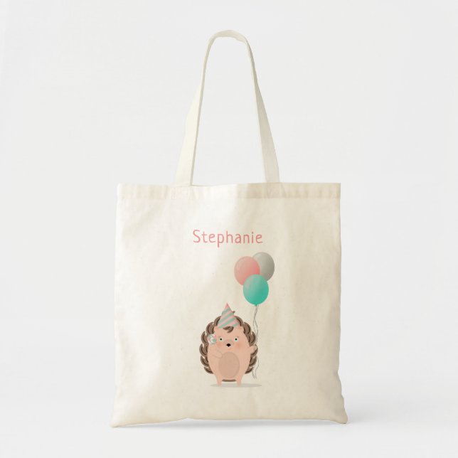 Cute Hedgehog Birthday Tote Bag (Front)