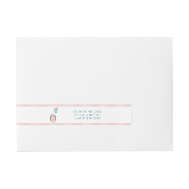 Cute Hedgehog Birthday Wrap Around Address Label (Front)