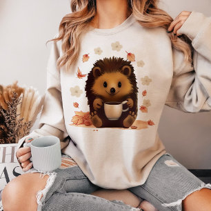 Cute Hedgehog blossoms , Hedgehog Drinking Coffee T-Shirt