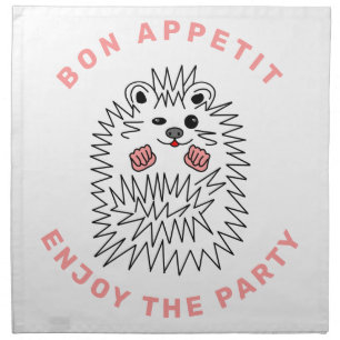 Cute Hedgehog. Bon Appetit. Enjoy The Party Cloth Napkin