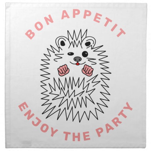 Cute Hedgehog Bon Appetit Enjoy The Party Cloth Napkin