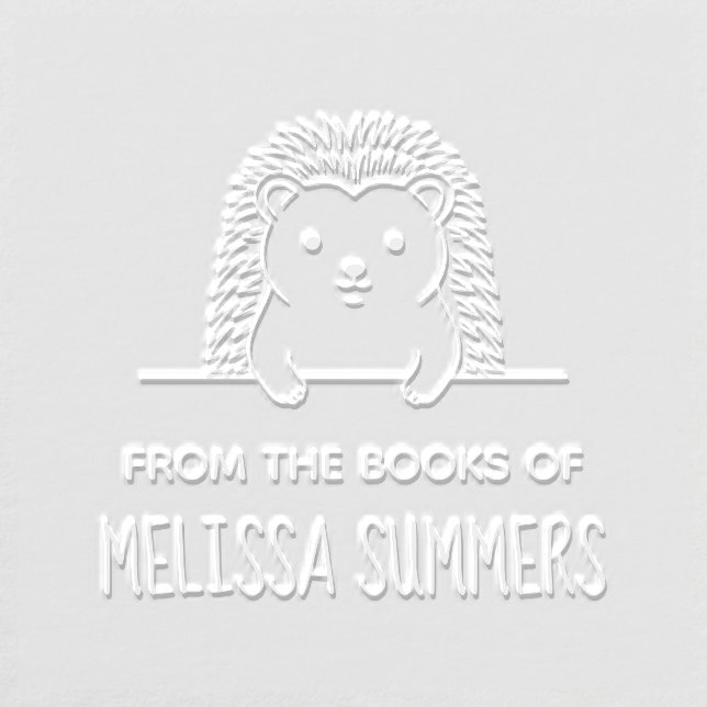 Cute Hedgehog Bookplate Embosser (Design)