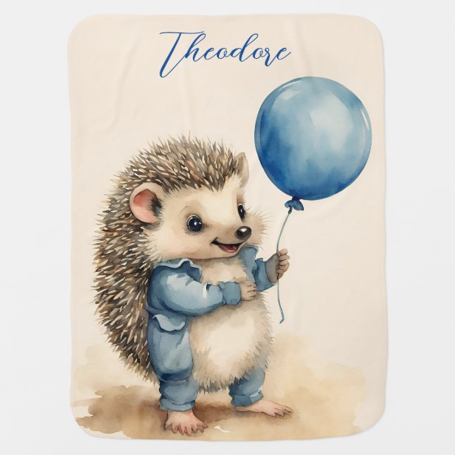 Cute Hedgehog Boy  Baby Blanket (Front)