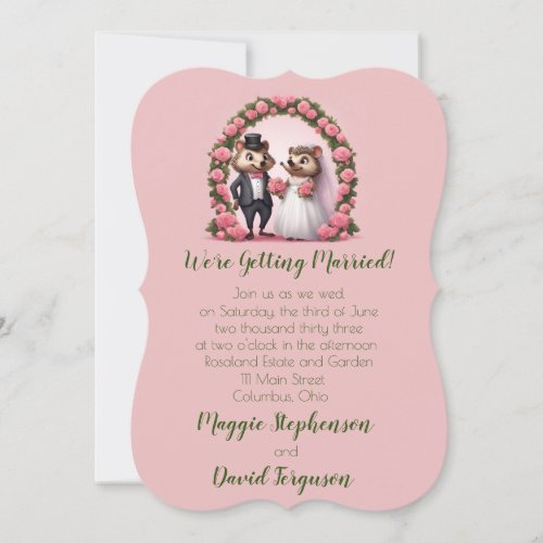 Cute Hedgehog Bride and Groom Wedding Invitation