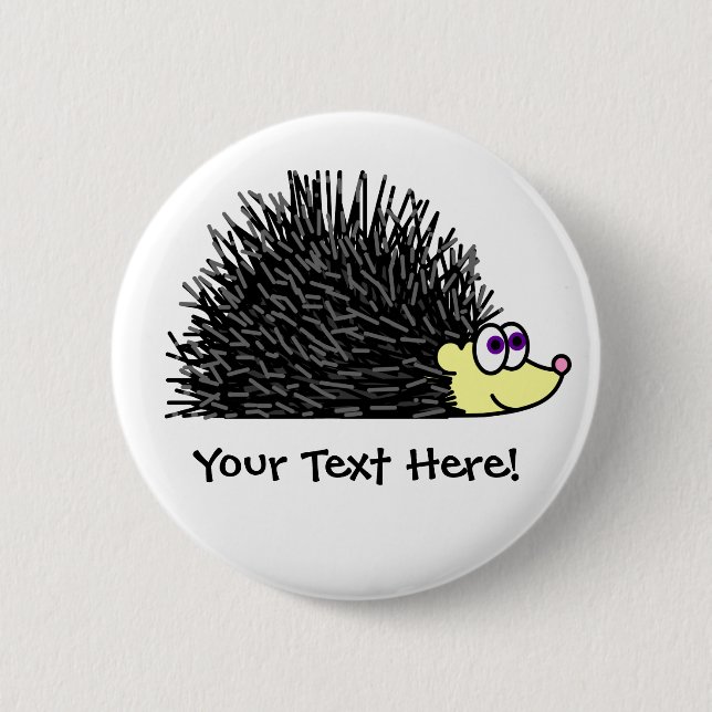 Cute Hedgehog Button - Customizable! (Front)