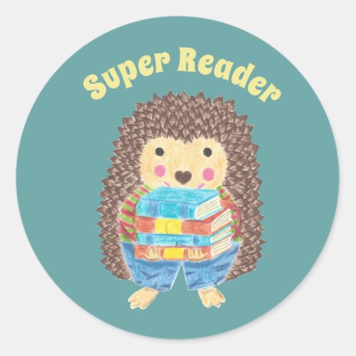 Cute hedgehog carrying books reward stickers