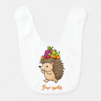 Cute Hedgehog Carrying Fresh Fruit Baby Bib