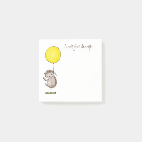 Cute hedgehog cartoon illustration post_it notes