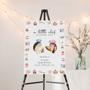 Cute Hedgehog Chef Baker Baby Shower Welcome Sign