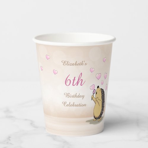 Cute Hedgehog Cherry Blossom Paper Cups