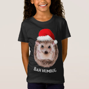 Cute Hedgehog Christmas Santa Hat Bah Humbug T-Shirt