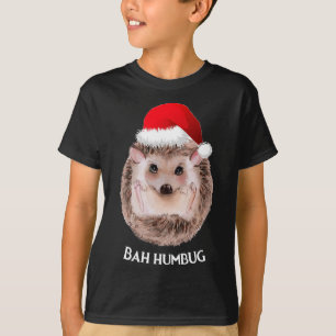 Cute Hedgehog Christmas Santa Hat Bah Humbug T-Shirt