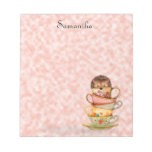 Cute Hedgehog Colorful Teacups Notepad at Zazzle