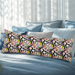 Cute Hedgehog Colorful Wildflowers Woodland Body Pillow
