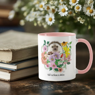 Cute Hedgehog Colorful Wildflowers Woodland Mug