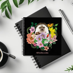 Cute Hedgehog Colorful Wildflowers Woodland Notebook