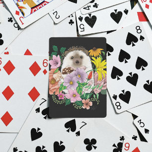 Cute Hedgehog Colorful Wildflowers Woodland Poker Cards