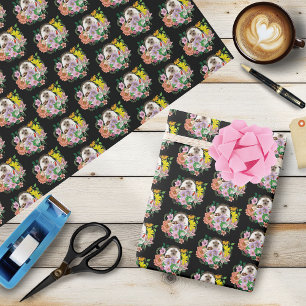 Cute Hedgehog Colorful Wildflowers Woodland Wrapping Paper