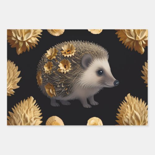 Cute Hedgehog Colorful Wrapping Paper 