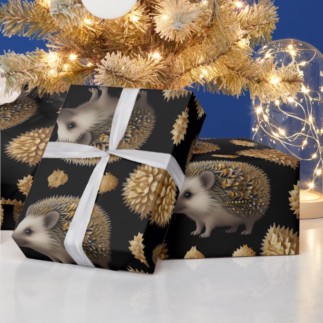 Cute Hedgehog Colorful  Wrapping Paper (Holidays)