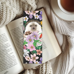 Cute Hedgehog Colourful Wildflowers Woodland Bookmarks