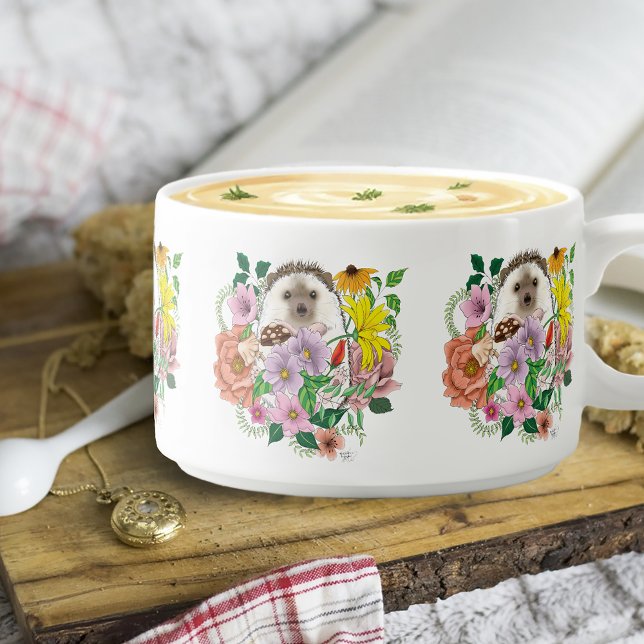 Cute Hedgehog Colourful Wildflowers Woodland Bowl (Creator Uploaded)