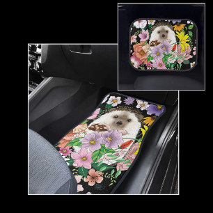 Cute Hedgehog Colourful Wildflowers Woodland Car Floor Mat