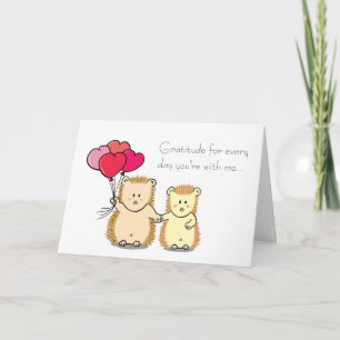 Cute Hedgehog Couple Cartoon Valentine's Day Card