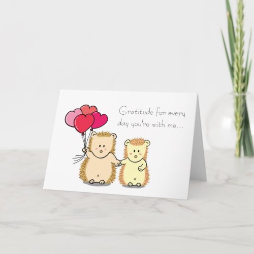 Cute Hedgehog Couple Cartoon Valentines Day Card