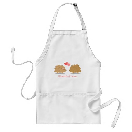 Cute Hedgehog Couple in Love Adult Apron