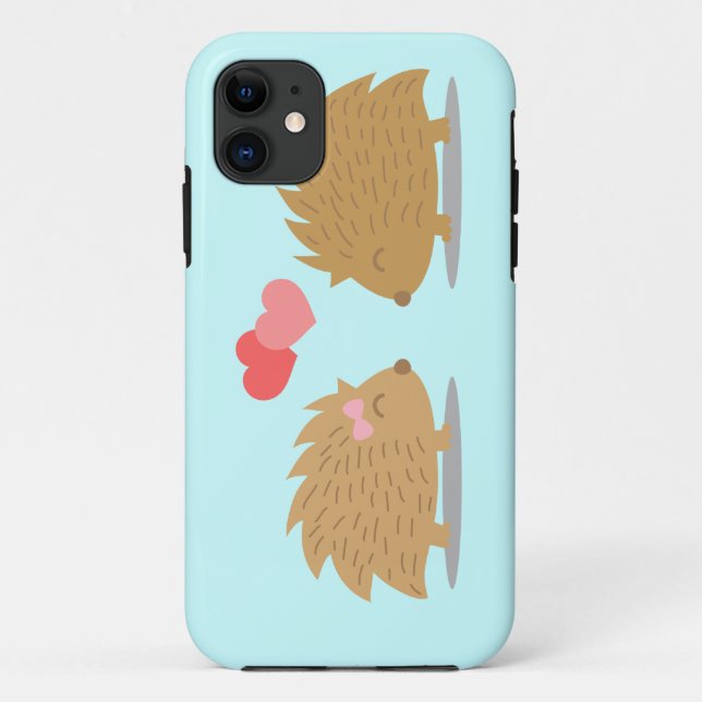 Cute Hedgehog Couple in Love Case-Mate iPhone Case (Back)