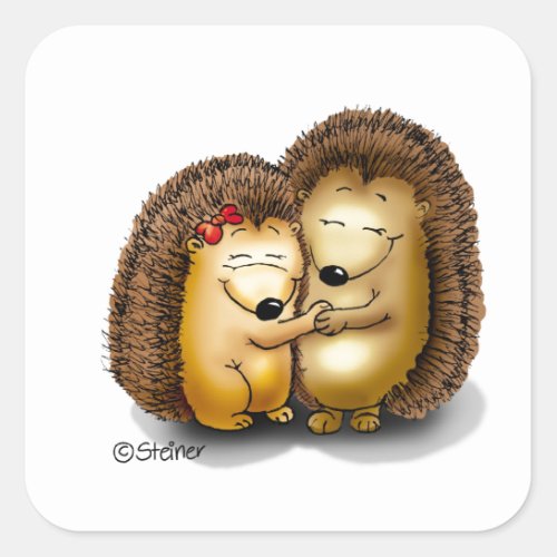 Cute Hedgehog Couple _ Mr and Mrs Customize Square Sticker