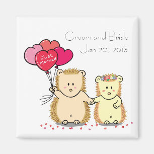 Cute hedgehog couple wedding favor magnet