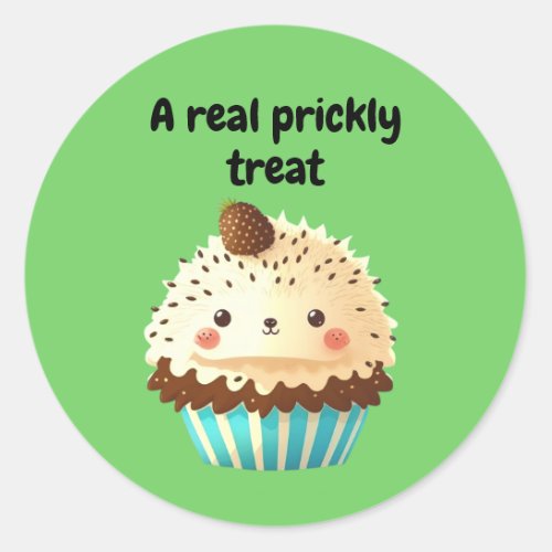 Cute Hedgehog Cupcake _ A Real Prickly Treat Classic Round Sticker