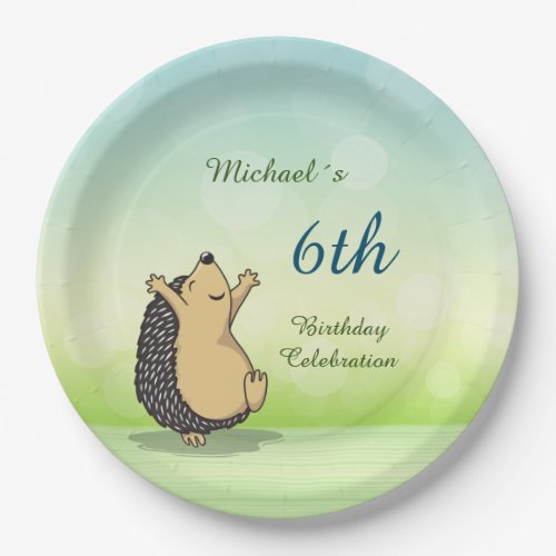 Cute Hedgehog Custom Birthday Paper Plates