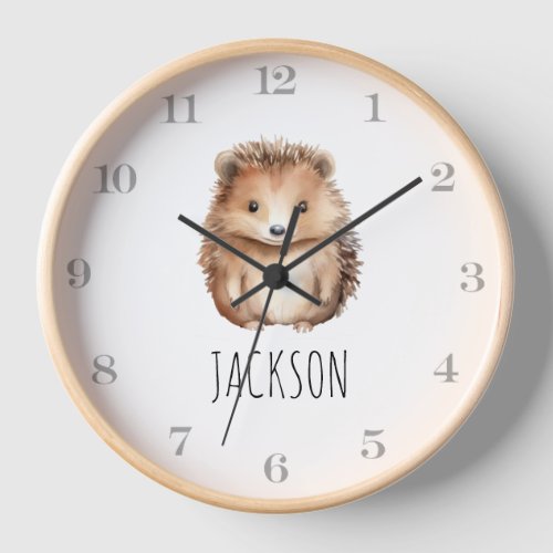 Cute Hedgehog Custom monogram  Clock