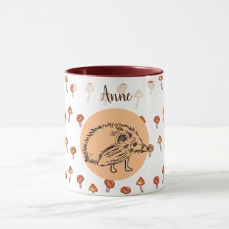 Cute Hedgehog Custom Name Mug