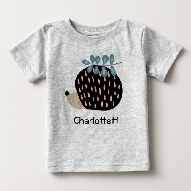 Cute Hedgehog Custom Name Personalized T-Shirt (Front)