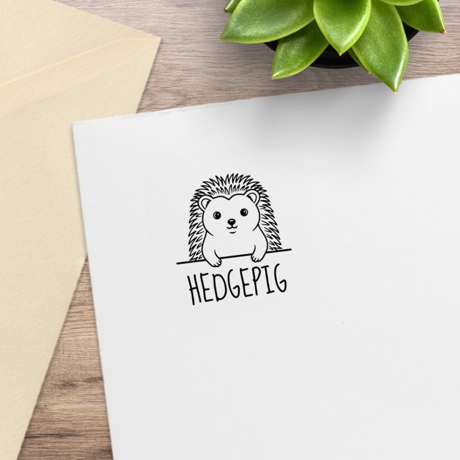 Cute Hedgehog Custom Name Rubber Stamp (Creator Uploaded)
