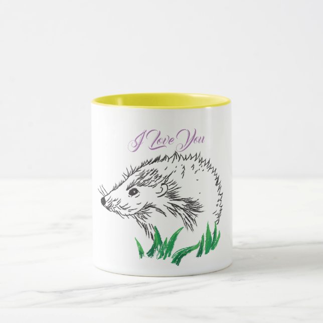Cute Hedgehog Drawing  Mug (Center)