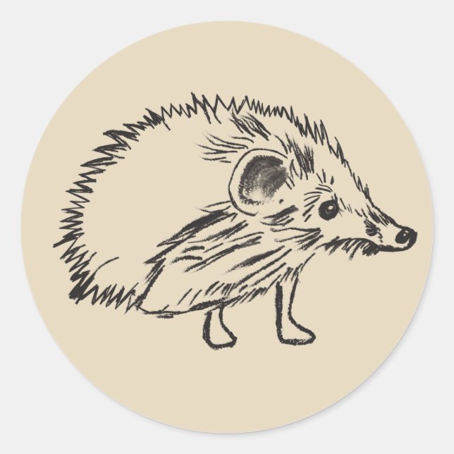 Cute Hedgehog Drawing Sticker (Front)