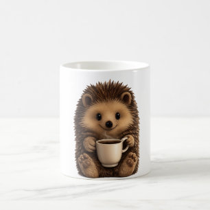 Cute Hedgehog Drinking Coffee Mug - Funny Animal 