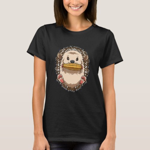 Cute Hedgehog Eating Corn T_Shirt